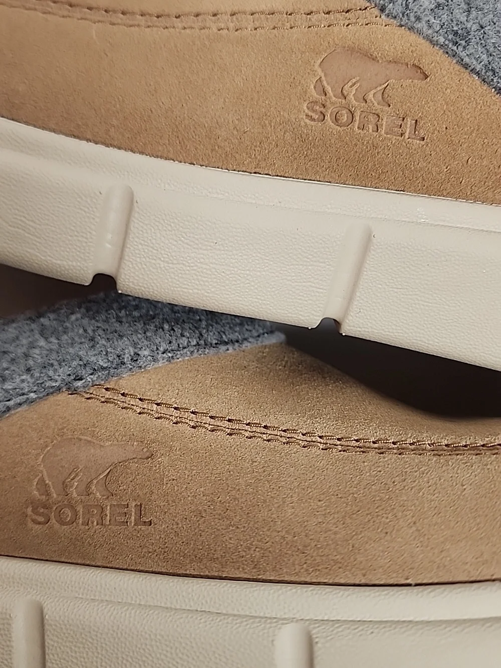 Sorel Men's Tan Suede Slip-On Loafers with Gray Collar Size10 Comfortable & cozy - Picture 7 of 8
